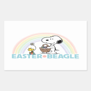 Snoopy & Woodstock - Easter Beagle Rectangular Sticker