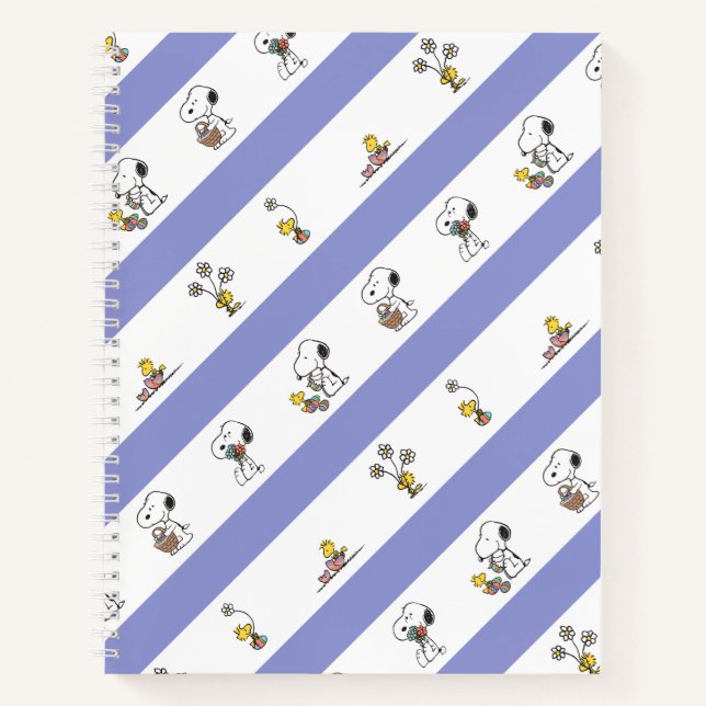 Snoopy & Woodstock Easter Stripe Pattern Notebook (Front)