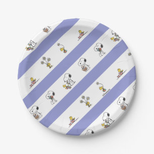 Snoopy & Woodstock Easter Stripe Pattern Paper Plate