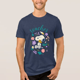 Snoopy & Woodstock Flower Hug Teacher Tri-Blend Shirt