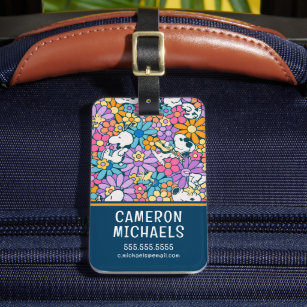 Snoopy & Woodstock Flower Pattern Luggage Tag