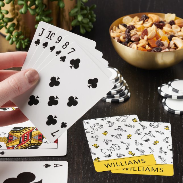 Snoopy & Woodstock Flower Pattern Playing Cards (In Situ)