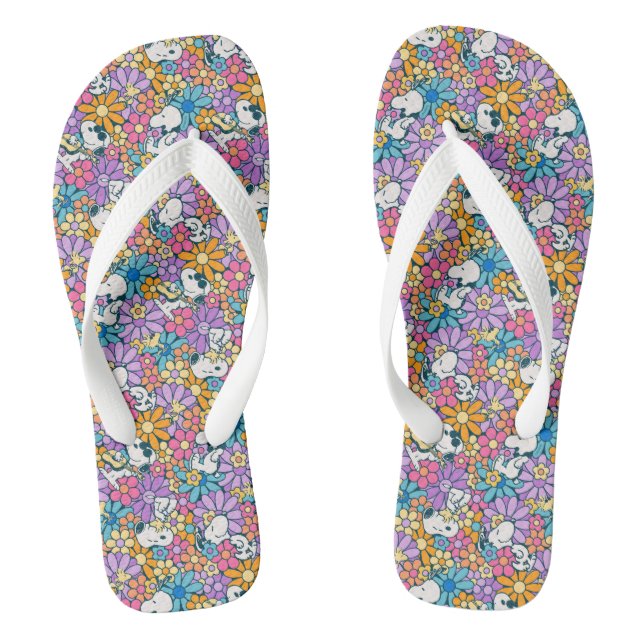 Snoopy & Woodstock Flower Pattern Thongs (Footbed)