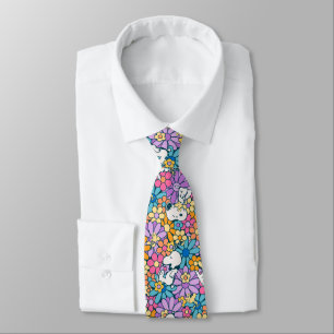 Snoopy & Woodstock Flower Pattern Tie