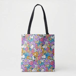 Snoopy & Woodstock Flower Pattern Tote Bag