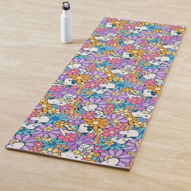 Snoopy & Woodstock Flower Pattern Yoga Mat (In Situ)