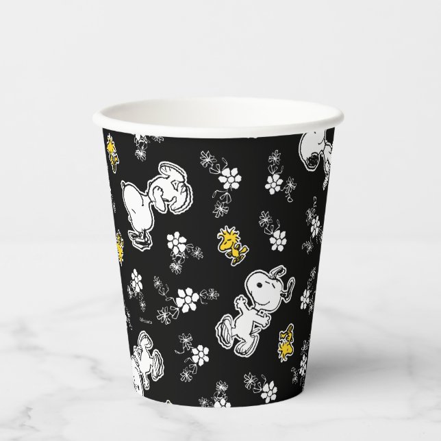 Snoopy & Woodstock Fun & Flowers Paper Cups (Front)