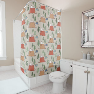 Snoopy & Woodstock Go Camping Pattern Shower Curtain