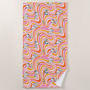 Snoopy & Woodstock Groovy Vibes Orange Pattern Beach Towel
