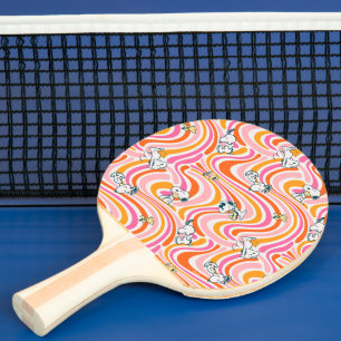 Snoopy & Woodstock Groovy Vibes Orange Pattern Ping Pong Paddle