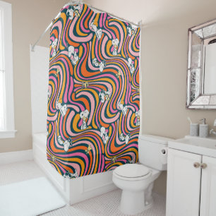 Snoopy & Woodstock Groovy Vibes Purple Pattern Shower Curtain