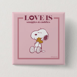 Snoopy & Woodstock - Love is Snuggles & Cuddles 15 Cm Square Badge