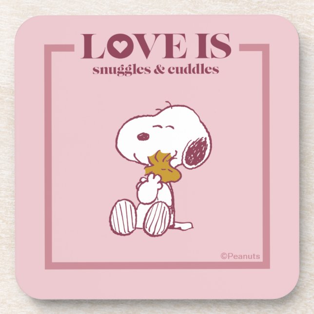 Snoopy & Woodstock - Love is Snuggles & Cuddles Coaster (Front)