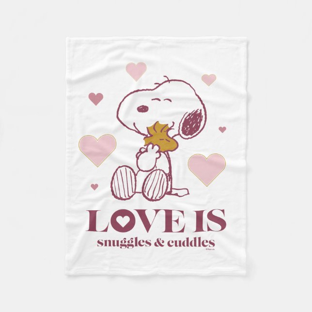 Snoopy & Woodstock Love is Snuggles & Cuddles Pet Fleece Blanket (Front)