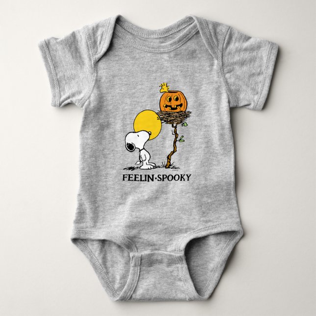 Snoopy & Woodstock Nest With Jack O' Lantern Baby Bodysuit (Front)