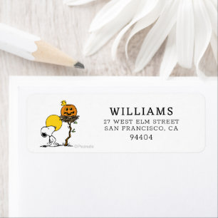 Snoopy & Woodstock Nest With Jack O' Lantern Return Address Label