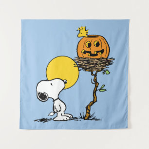 Snoopy & Woodstock Nest With Jack O' Lantern Tapestry