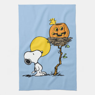 Snoopy & Woodstock Nest With Jack O' Lantern Tea Towel