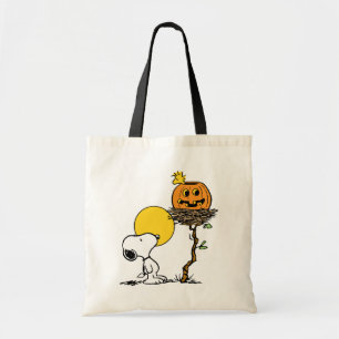 Snoopy & Woodstock Nest With Jack O' Lantern Tote Bag
