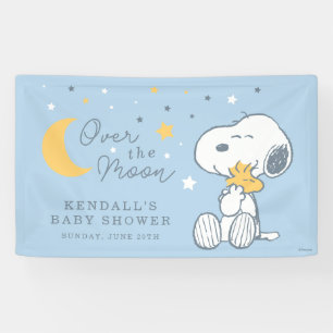 Snoopy & Woodstock Over the Moon Baby Shower Banner