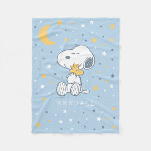 Snoopy & Woodstock Over the Moon Baby Shower Fleece Blanket