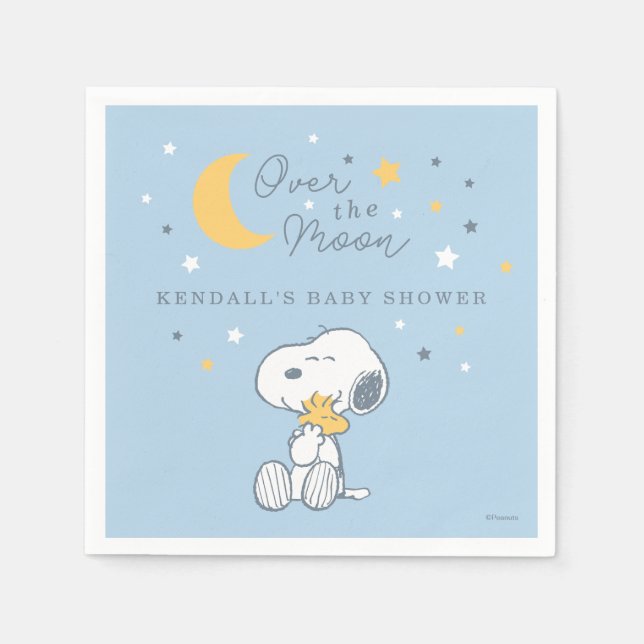 Snoopy & Woodstock | Over the Moon Baby Shower Nap Napkin (Front)
