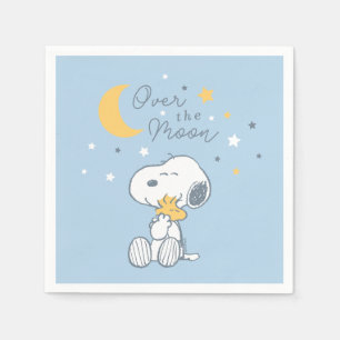 Snoopy & Woodstock   Over the Moon Baby Shower Napkin