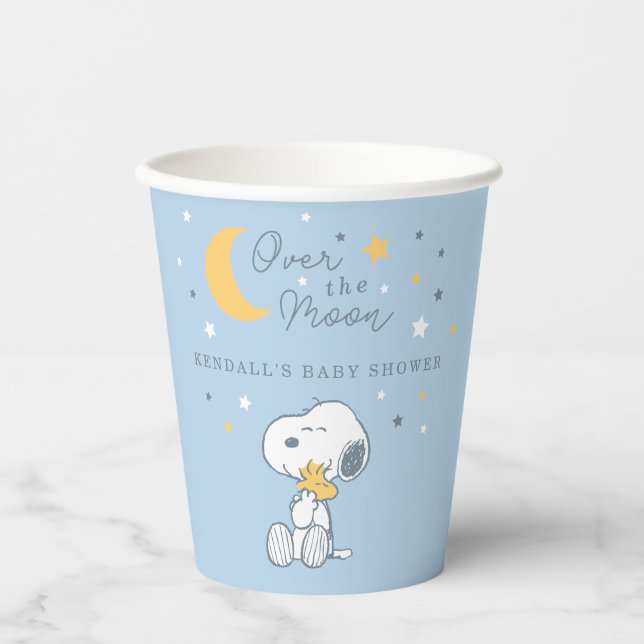 Snoopy & Woodstock | Over the Moon Baby Shower Pap Paper Cups (Front)