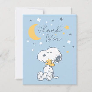 Snoopy & Woodstock Over the Moon Baby Shower Thank You Card
