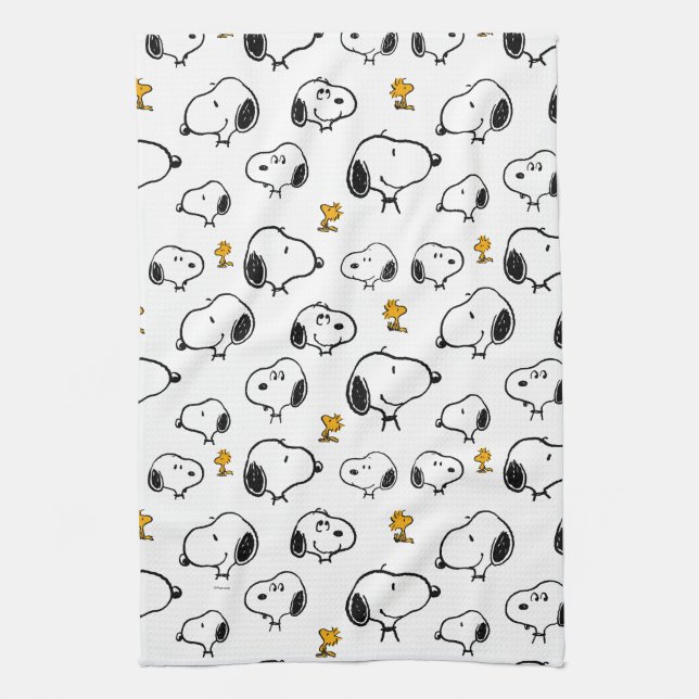 Snoopy & Woodstock Pattern Tea Towel (Vertical)