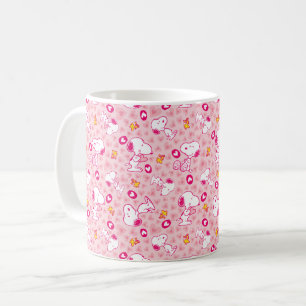 Snoopy & Woodstock Pink Hearts Pattern Coffee Mug