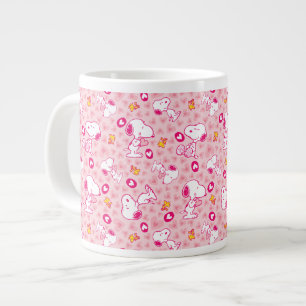 Snoopy & Woodstock Pink Hearts Pattern Large Coffee Mug