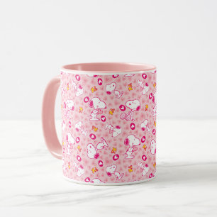 Snoopy & Woodstock Pink Hearts Pattern Mug