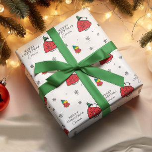 Snoopy & Woodstock Puffy Red Winter Jacket Wrapping Paper Sheet