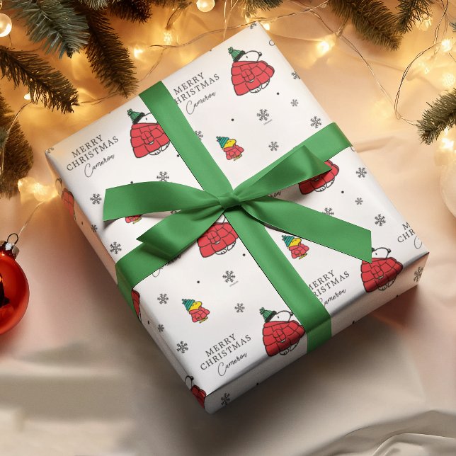 Snoopy & Woodstock Puffy Red Winter Jacket Wrapping Paper Sheet (Wrapping paper on gift)
