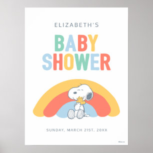 Snoopy & Woodstock Rainbow Baby Shower Poster