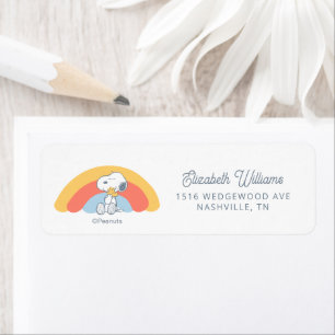 Snoopy & Woodstock Rainbow Baby Shower Return Address Label