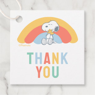 Snoopy & Woodstock Rainbow Baby Shower Thank You Favour Tags