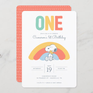Snoopy & Woodstock Rainbow Birthday  Invitation