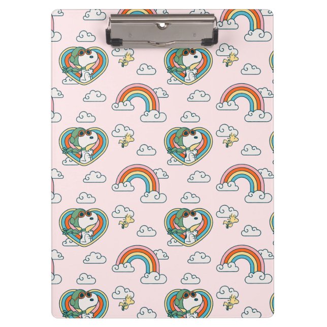 Snoopy & Woodstock Rainbow Heart Pattern Clipboard (Front)