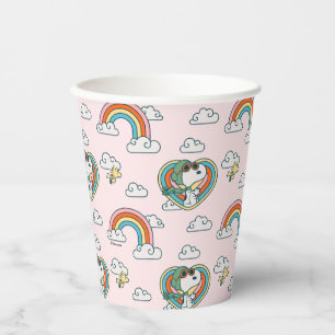 Snoopy & Woodstock Rainbow Heart Pattern Paper Cups
