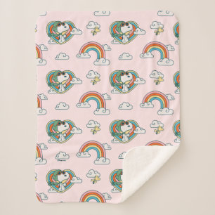 Snoopy & Woodstock Rainbow Heart Pattern Sherpa Blanket