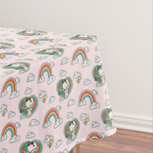 Snoopy & Woodstock Rainbow Heart Pattern Tablecloth
