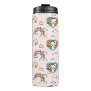 Snoopy & Woodstock Rainbow Heart Pattern Thermal Tumbler