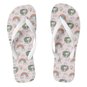 Snoopy & Woodstock Rainbow Heart Pattern Thongs