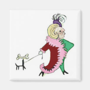Snooty Lady with a Large Bosom and Dog Magnet
