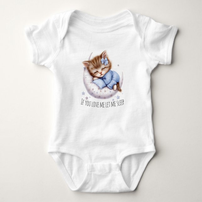Snooze, Not Sorry — Kitten Logic in Action Baby Bodysuit (Front)