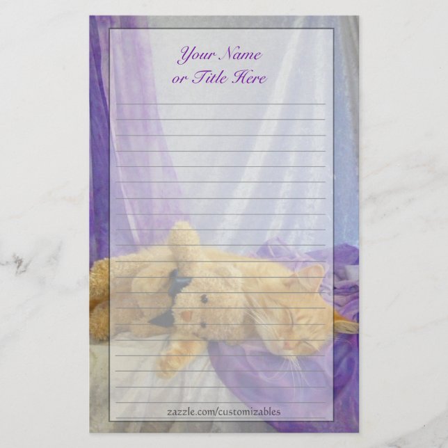 Snoozing Kitty Stationery (Front)