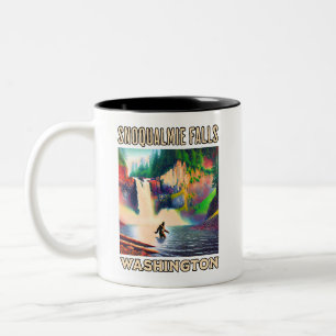 Snoqualmie Falls Washington Shirt, Sasquatch  Two-Tone Coffee Mug