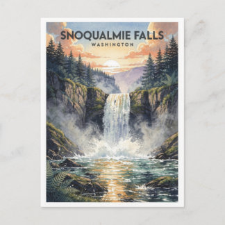 Snoqualmie Falls Washington Vintage Travel Postcard